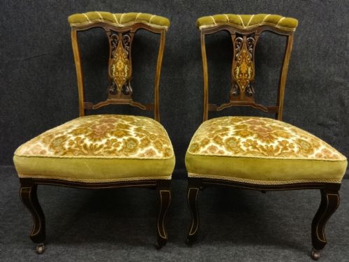 Pair Rosewood Inlaid Nursing Chairs