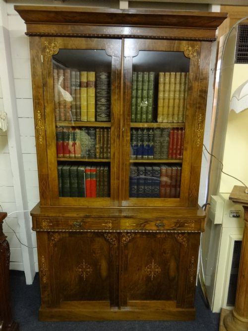 Burr Walnut Inlaid Bookcase