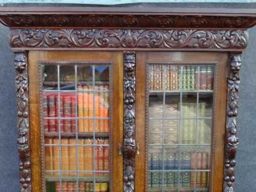 fig 1. Stunning Carved Oak Bookcase