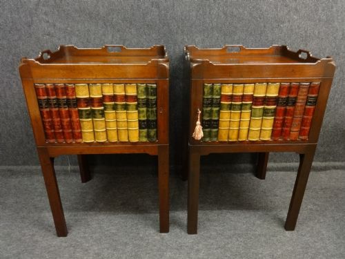 Pair Georgian Mahogany Bedside Cabinets