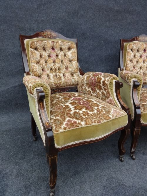 fig 1. Pair Rosewood Inlaid Armchairs