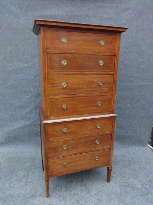 Inlaid Mahogany Chest on Chest