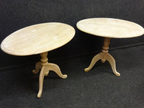 Pair Limed Pine Pedestal Tables