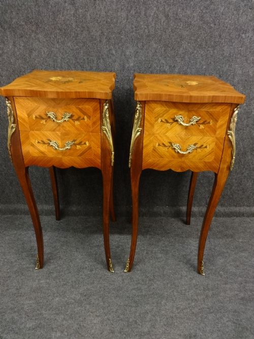 French Marquetry Bedside Cabinets/lamp Tables