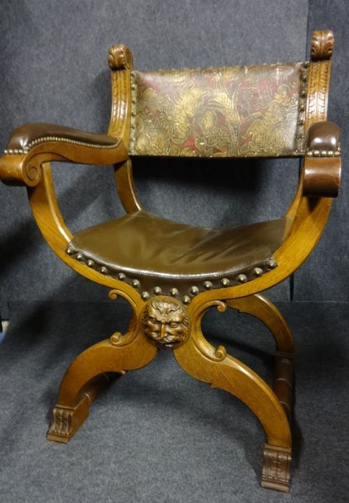 Good Oak X Frame Throne Chair