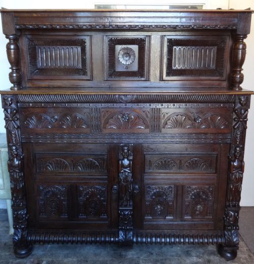 Good Carved Oak Court Cupboard