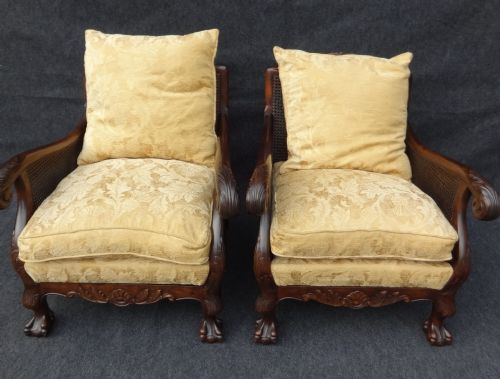 Pair Double Caned Bergere Chairs
