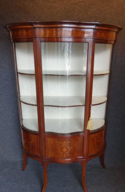 Stunning Serpentine Inlaid Display Cabinet