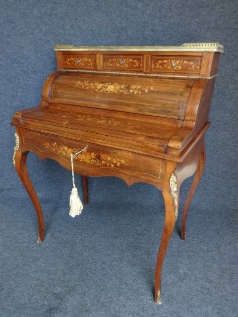 Stunning Rosewood Inlaid Cylinder Desk/bureau