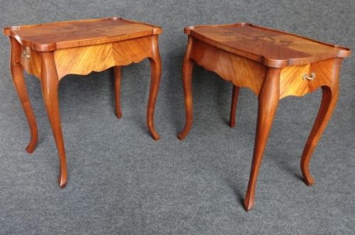 Pair Marquetry Lamp Tables by 'Jean Belluet'