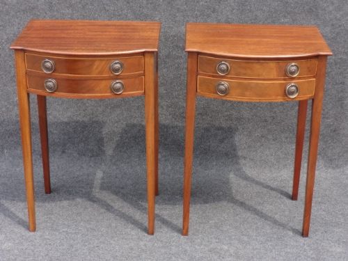 Pair Mahogany Inlaid Bedside Tables, Lamp Tables, Side Tables, Sofa Tables.