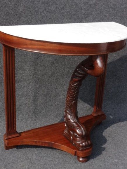 Mahogany Console Table, Hall Table, Marble Topped Console Table.