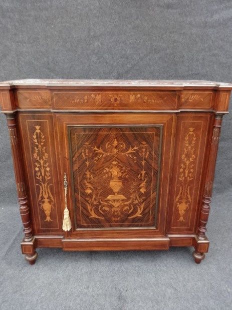 French Rosewood Marquetry Inlaid Side Cabinet,sideboard.