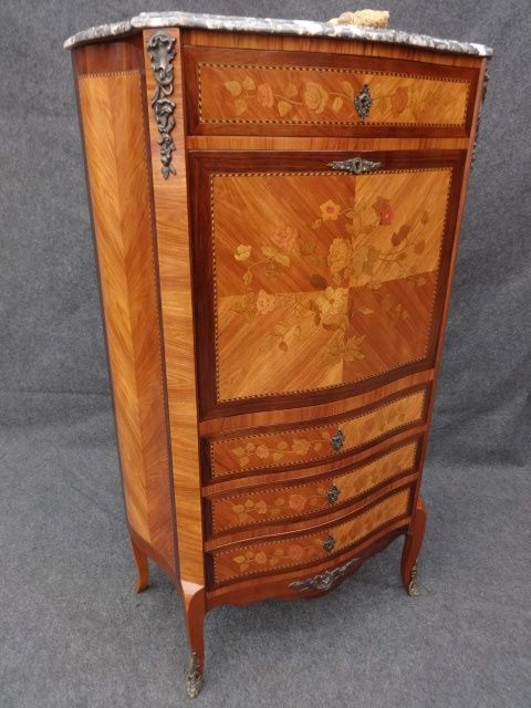 French Marquetry Secretaire Abattant, Bureau, Desk