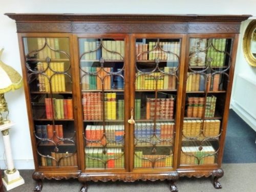 fig 1. Breakfront Mahogany Library Bookcase,Bookshelves, Display.