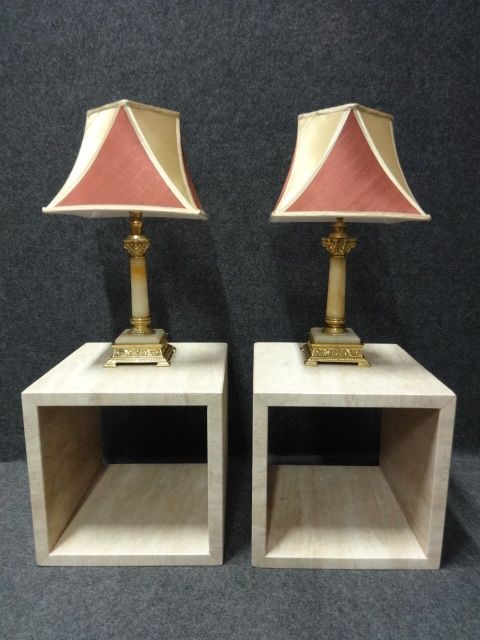 Pair Art Deco Marble Lamp Tables