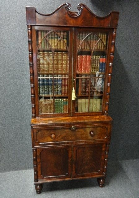 William 4th Mahogany Secretaire Bookcase
