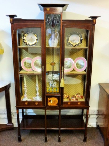 Art Noveau Inlaid Mahogany Display Cabinet