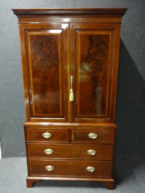 Inlaid Georgian Linen Press by James Shoolbred