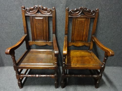 Good Pair Oak Wainscote Chairs