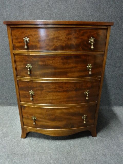 Solid Mahogany Bow Front Chest of Small Proportions