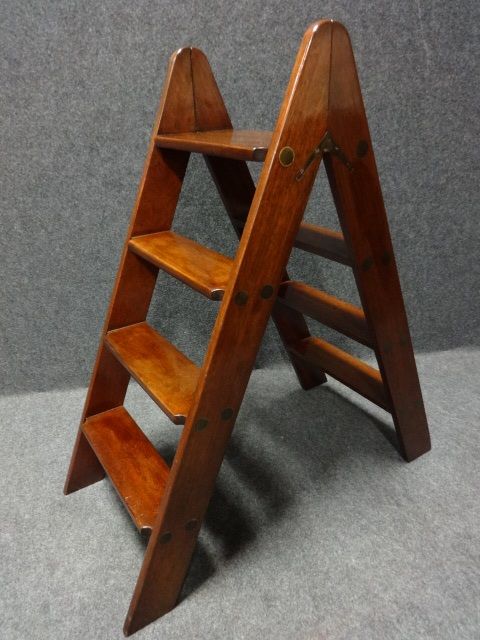 Pair Mahogany Library Steps
