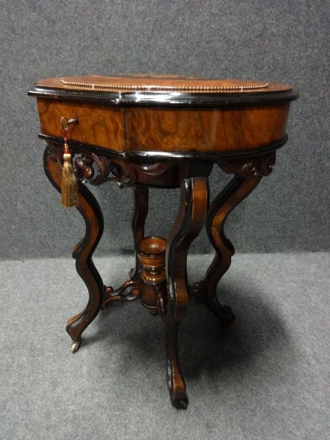 Burr Walnut and Marquetry Sewing Box