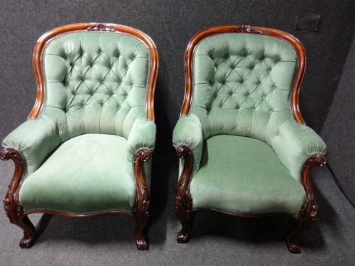 Top Quality Pair Mahogany Armchairs