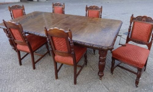 fig 1. Excellent Quality Victorian Oak Dining Table and Chairs