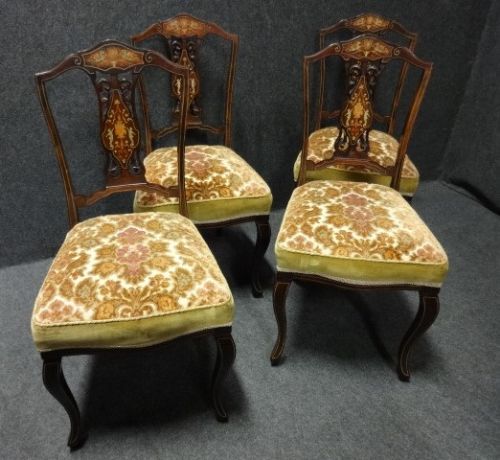 Set Rosewood Inlaid Chairs