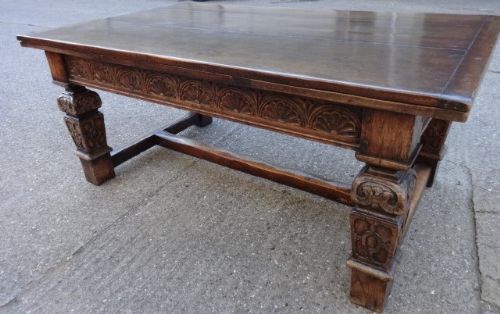 fig 1. Large Outstanding Jacobean Oak Dining Table and Chairs