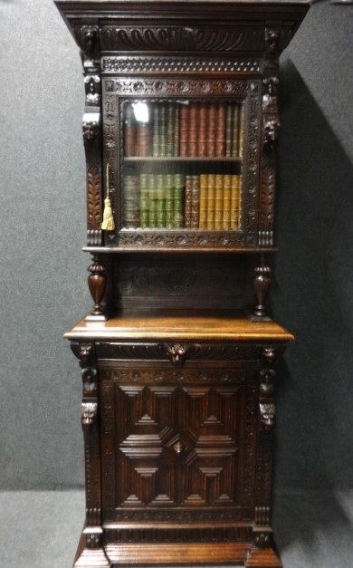 Outstanding Carved Oak Bookcase