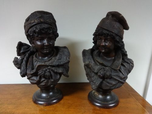 Exquisite Pair of Terracotta Busts