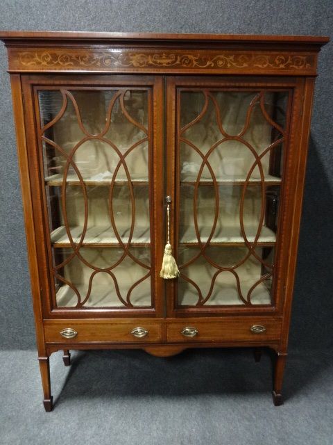 Mahogany and Marquetry Display Cabinet