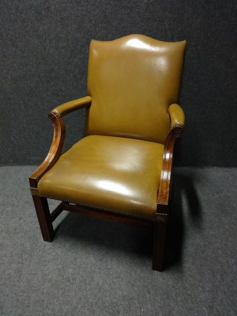 Leather and Mahogany Gainsborough Library Chair
