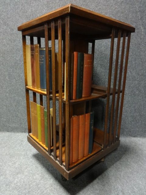 Mahogany and Burr Walnut Revolving Bookcase