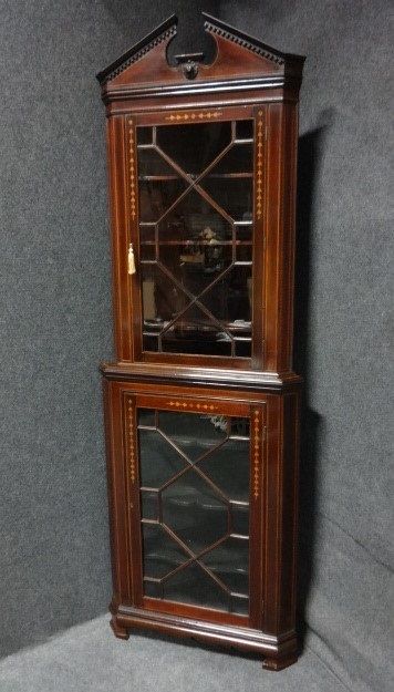 Mahogany Inlaid Corner Cabinet