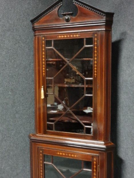 fig 1. Mahogany Inlaid Corner Cabinet