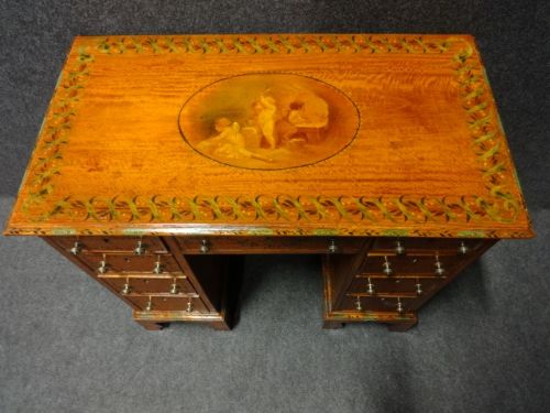 Beautiful Painted Satinwood Kneehole Desk