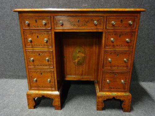 fig 1. Beautiful Painted Satinwood Kneehole Desk