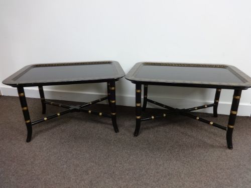 Pair Regency Laquered Coffee, Sofa Tables