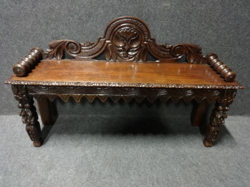 Carved Oak Hall Bench