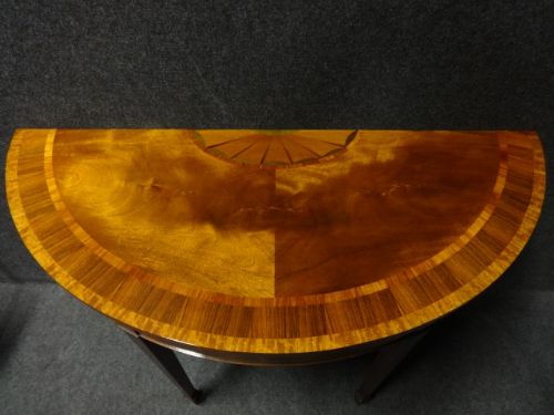 fig 1. Pair Inlaid Mahogany Console Tables