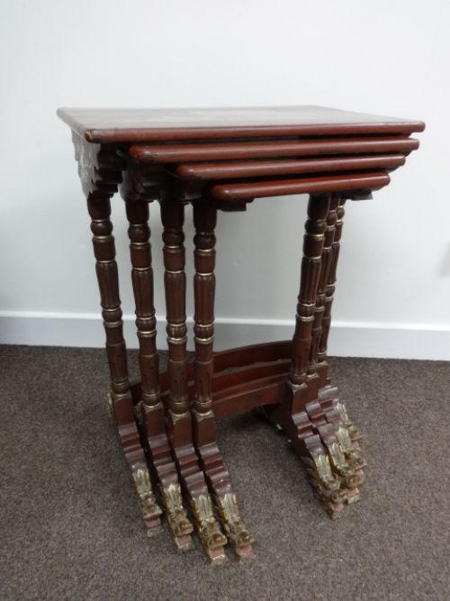 Oriental Laquered and Gilded Quarteto Nest of Tables