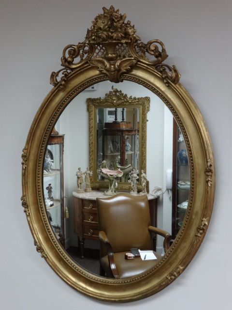 Large Rococco Oval Gilt Mirror