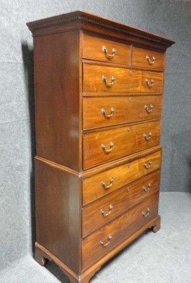 fig 1. Georgian Mahogany Chest on Chest of Drawers