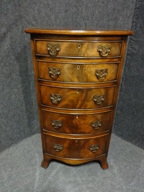 Tall Five Drawer Bowed Chest of Drawers