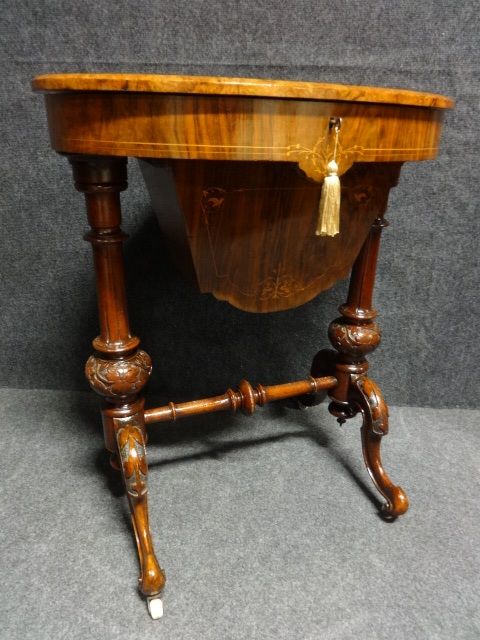 Victorian Burr Walnut Inlaid Work Box