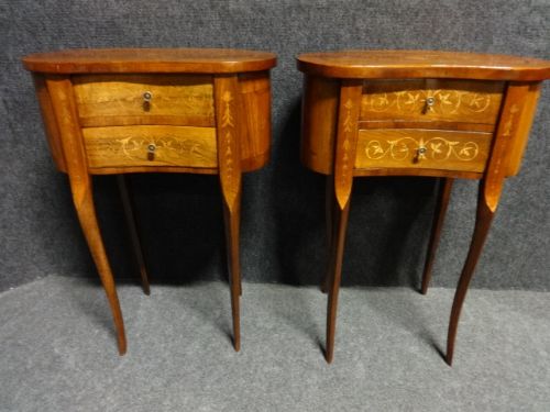 Pair Marquetry Bedside Chests