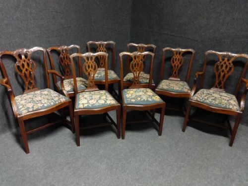 6+2 Shoolbred Mahogany Chippendale Dining Chairs